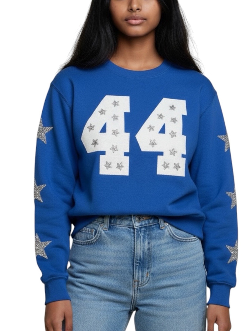 JUDITH MARCH Mini Kids #44 Patch Sweatshirt w/ Star Embellishment Size M (Youth)